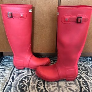 Original Stripe Bright Coral Hunter Boots